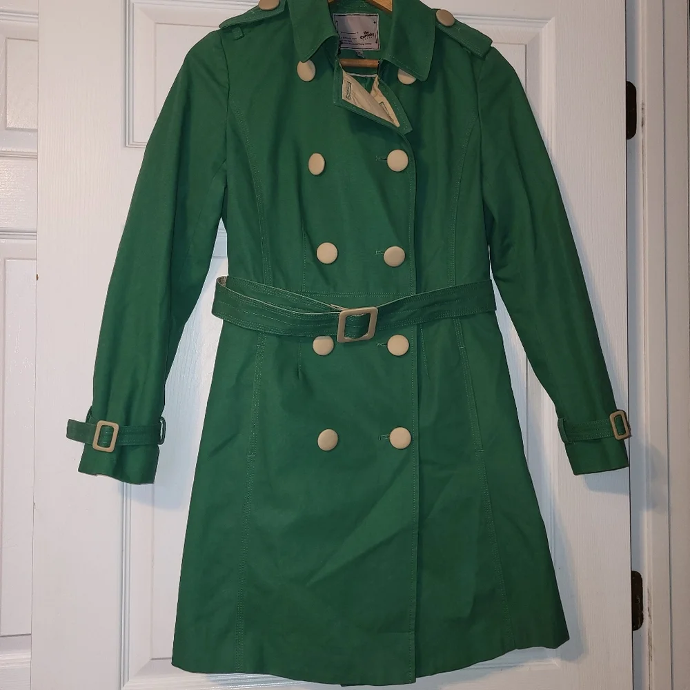 The Carnaby London Trench Coat Women's Size Medium Green Tan Classic‎